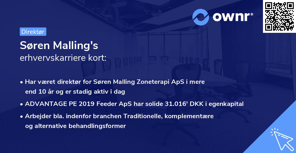 Søren Malling's erhvervskarriere kort