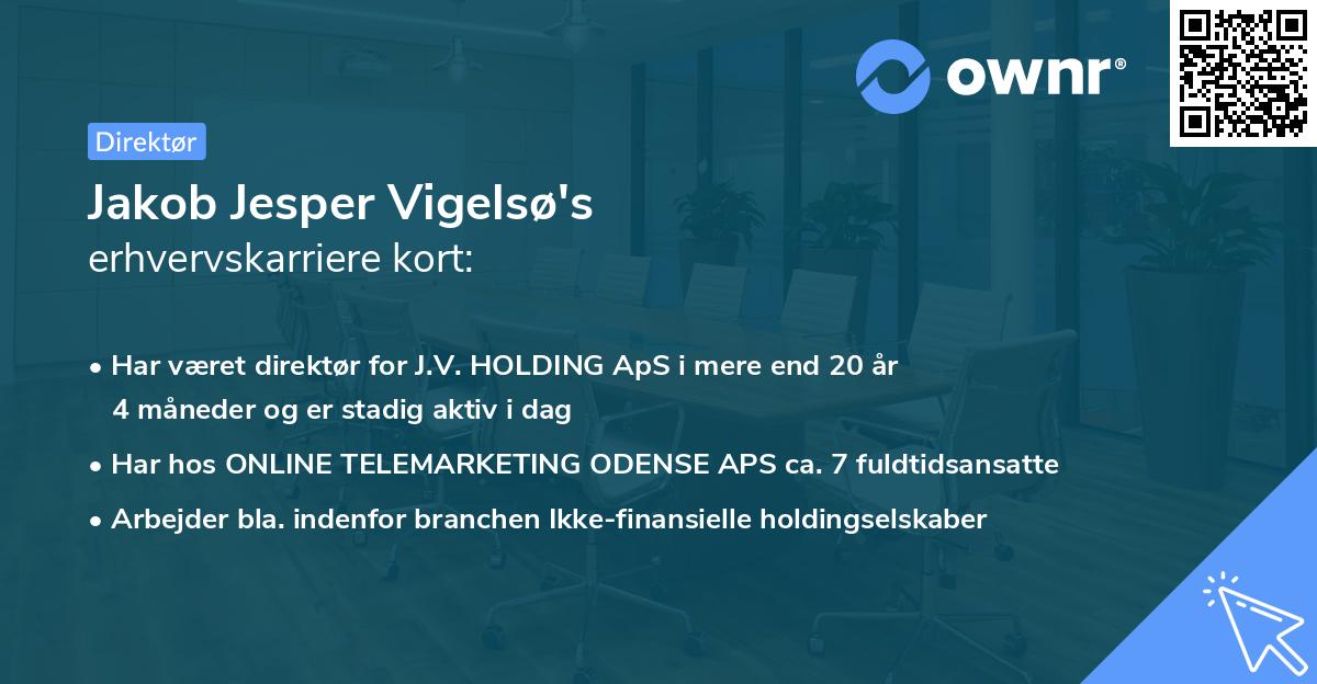 Jakob Jesper Vigelsø's erhvervskarriere kort
