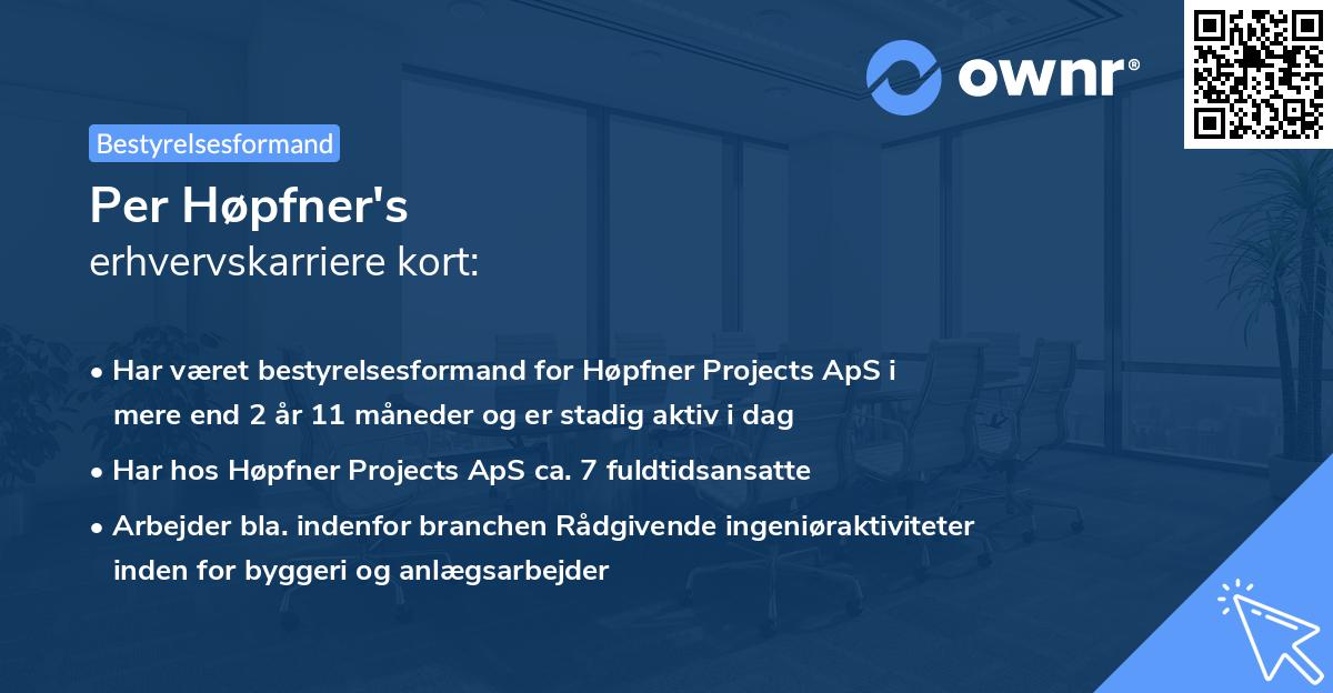 Per Høpfner's erhvervskarriere kort