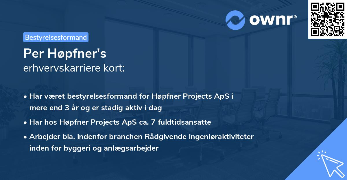 Per Høpfner's erhvervskarriere kort