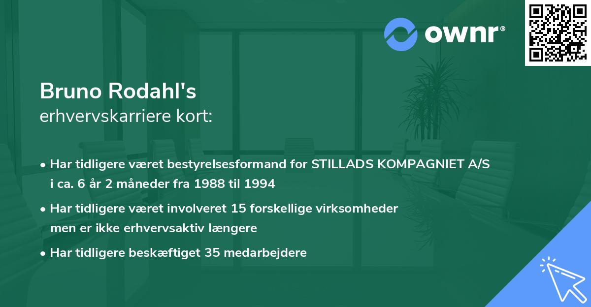 Bruno Rodahl's erhvervskarriere kort
