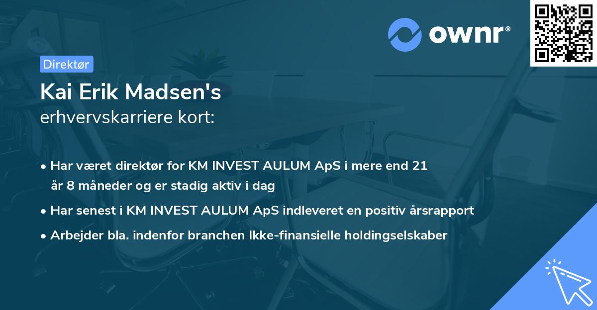 Kai Erik Madsen's erhvervskarriere kort