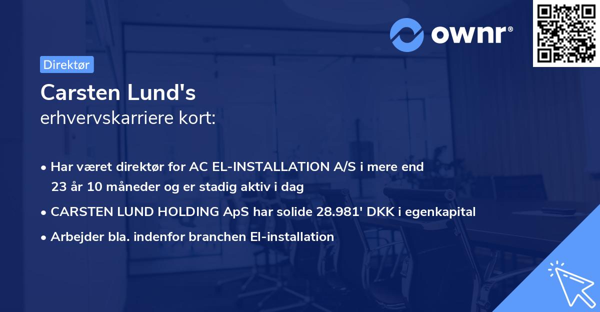 Carsten Lund's erhvervskarriere kort