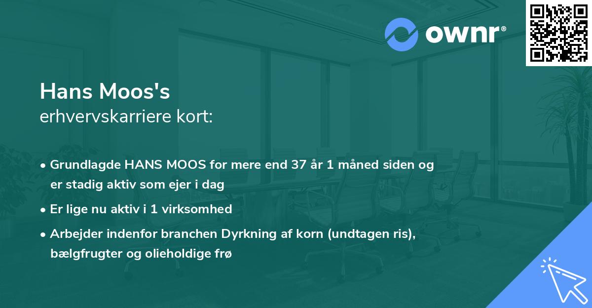 Hans Moos's erhvervskarriere kort
