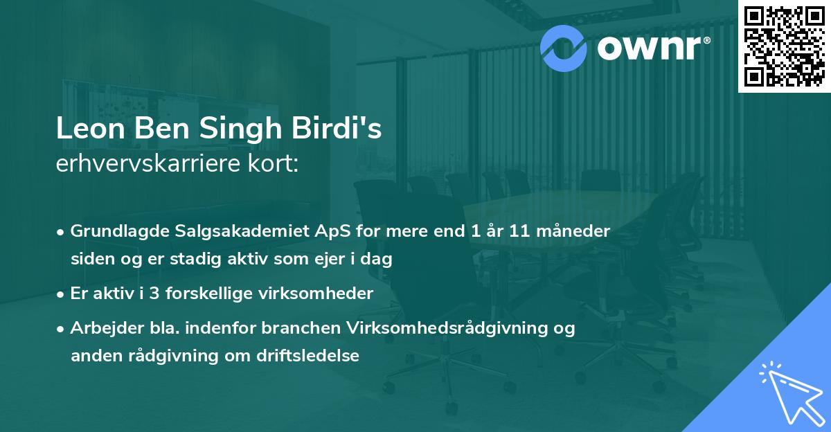 Leon Ben Singh Birdi's erhvervskarriere kort