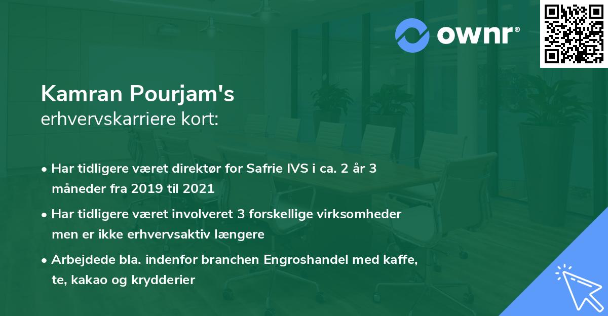 Kamran Pourjam's erhvervskarriere kort