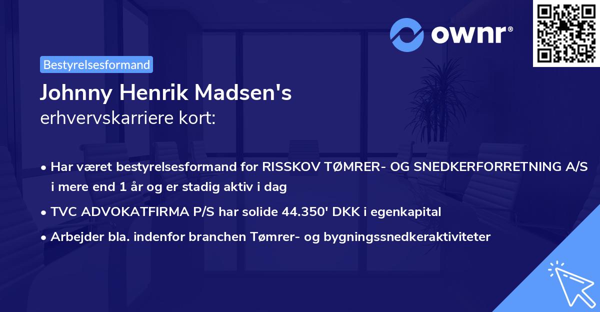 Johnny Henrik Madsen's erhvervskarriere kort