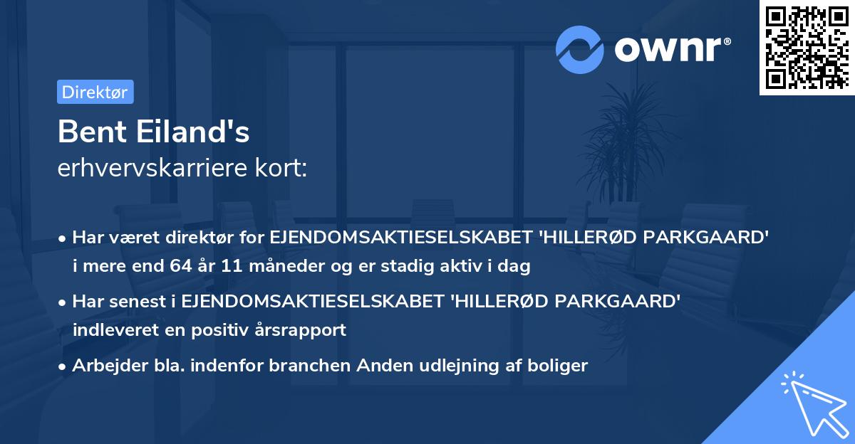 Bent Eiland's erhvervskarriere kort