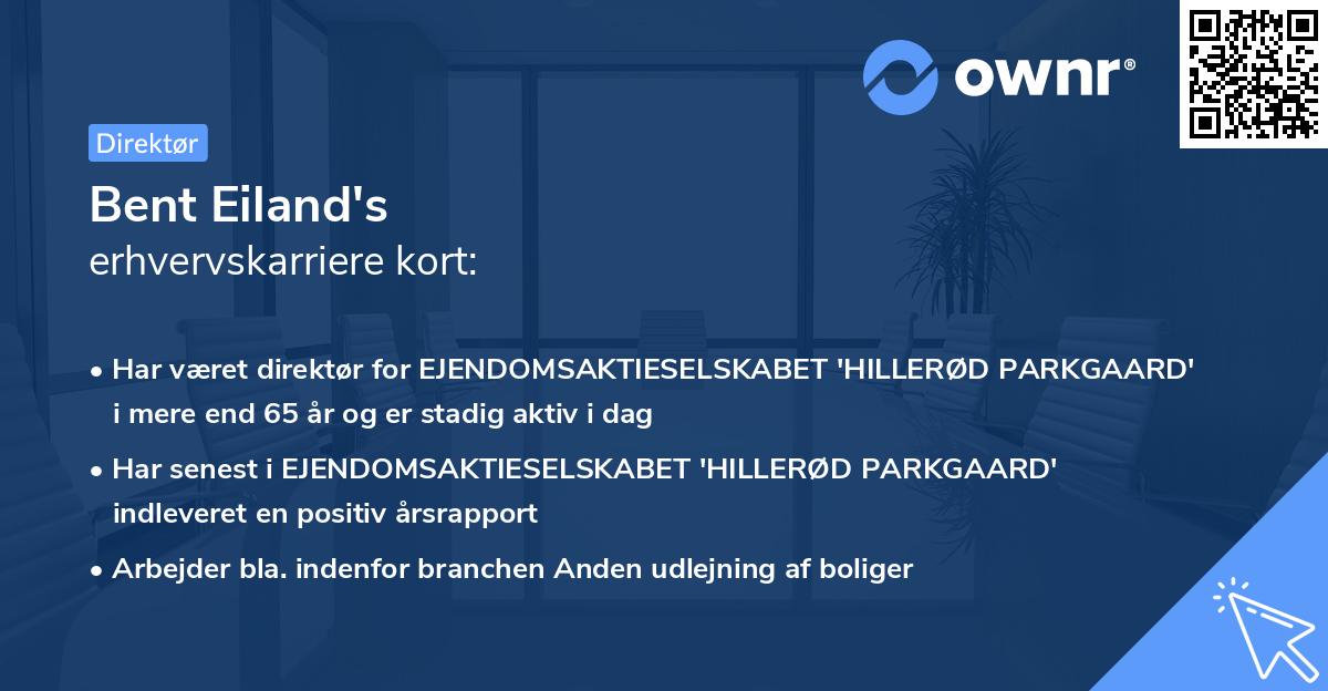 Bent Eiland's erhvervskarriere kort
