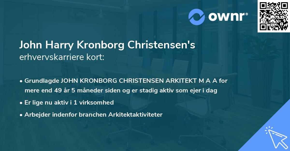 John Harry Kronborg Christensen's erhvervskarriere kort