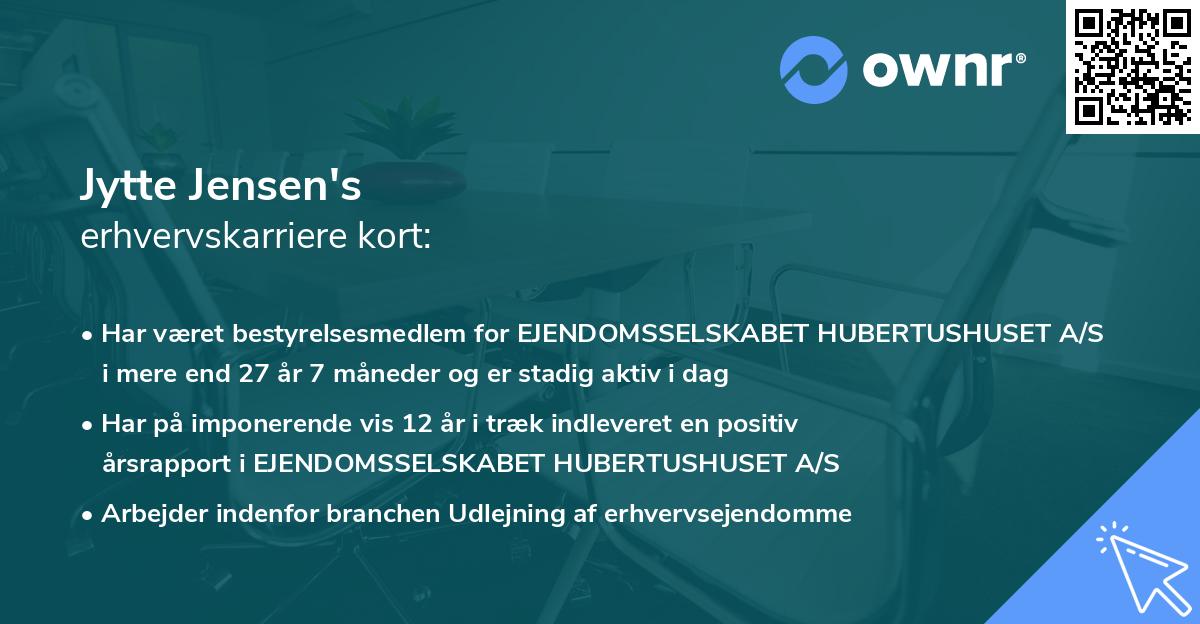 Jytte Jensen's erhvervskarriere kort