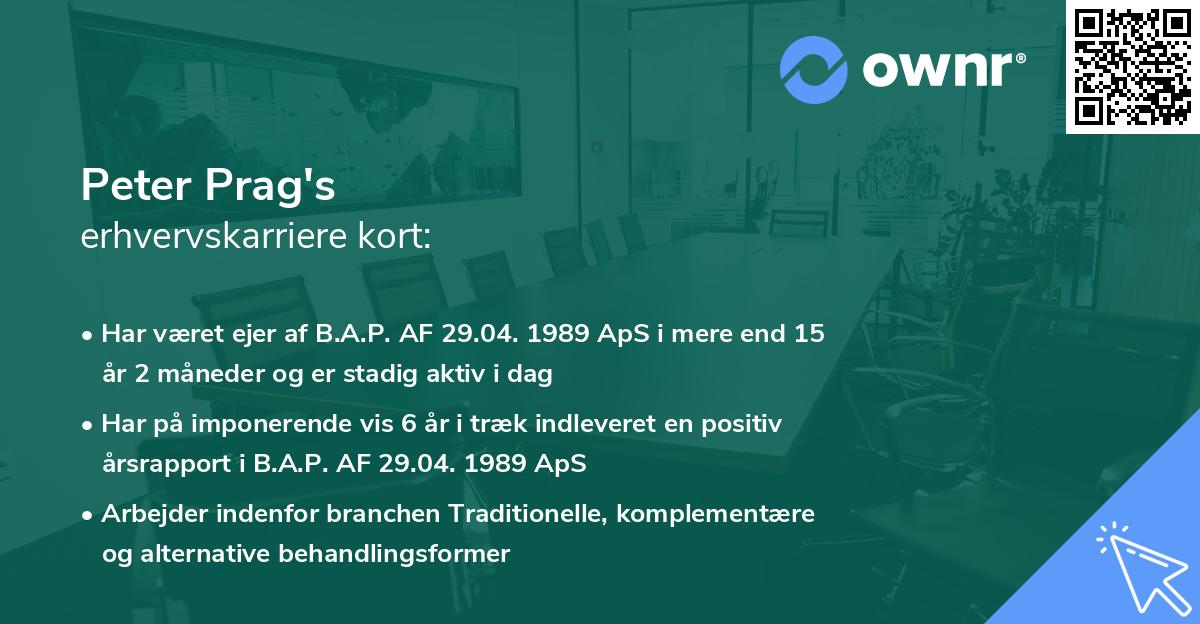 Peter Prag's erhvervskarriere kort