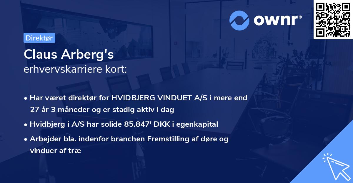 Claus Arberg's erhvervskarriere kort