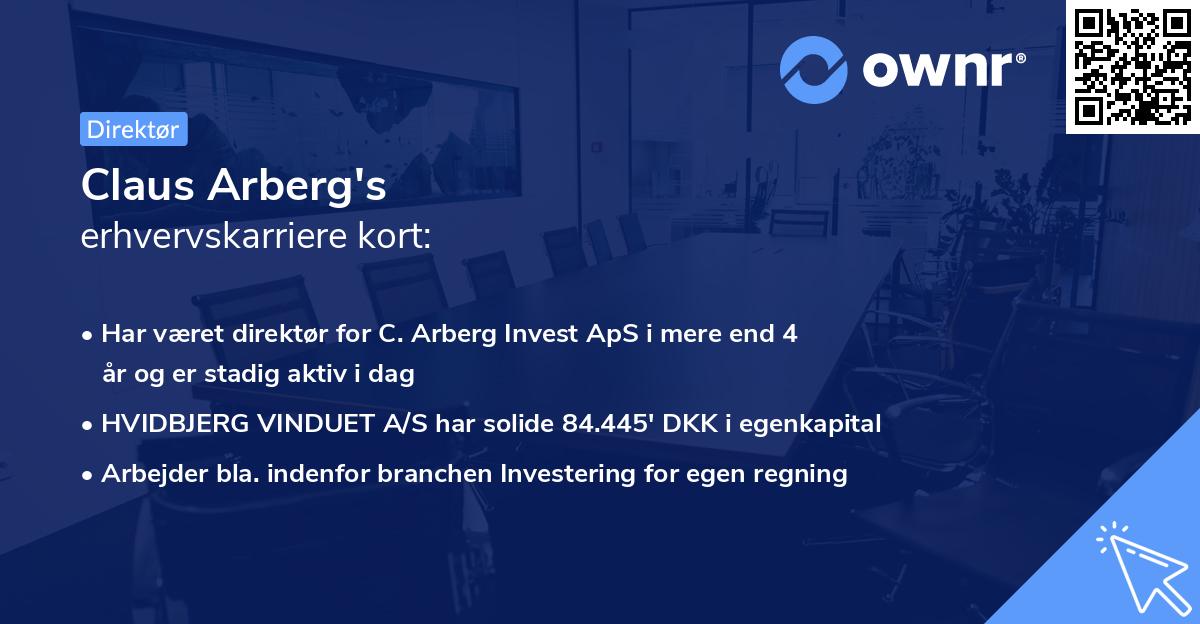 Claus Arberg's erhvervskarriere kort