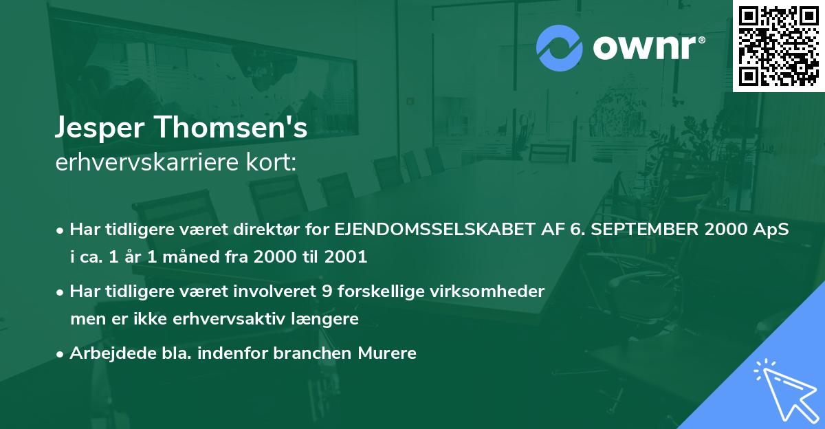 Jesper Thomsen's erhvervskarriere kort
