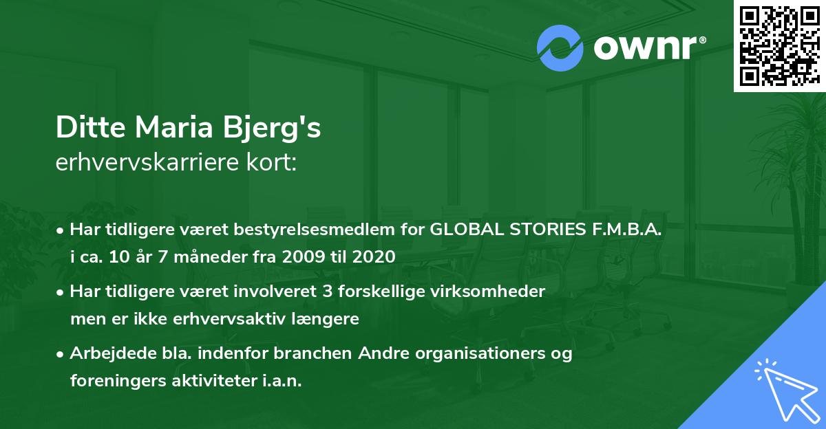 Ditte Maria Bjerg's erhvervskarriere kort