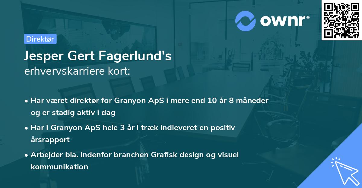 Jesper Gert Fagerlund's erhvervskarriere kort