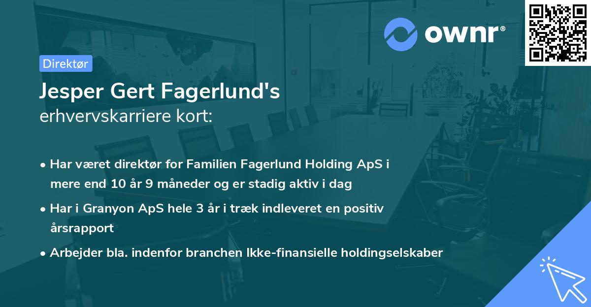 Jesper Gert Fagerlund's erhvervskarriere kort