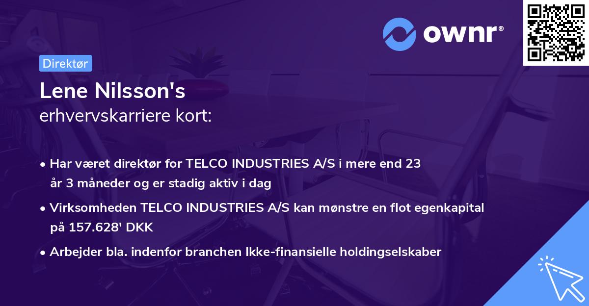 Lene Nilsson's erhvervskarriere kort