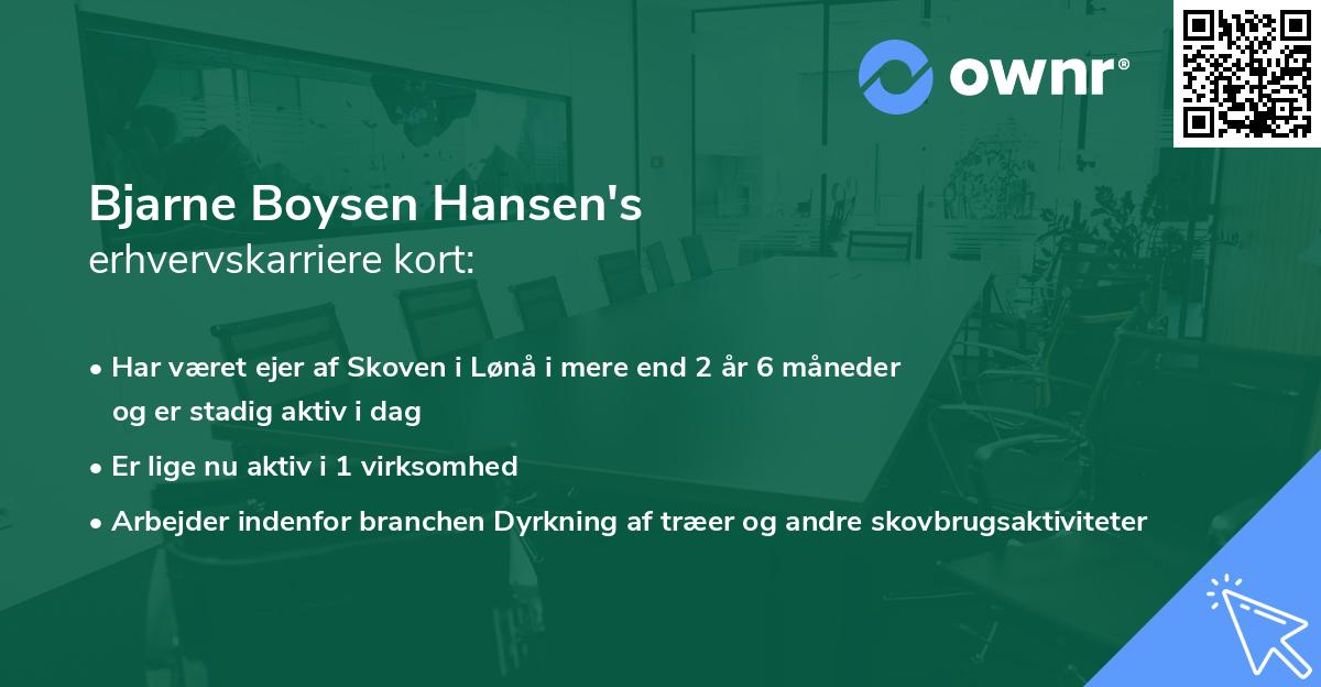 Bjarne Boysen Hansen's erhvervskarriere kort
