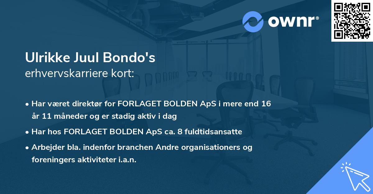 Ulrikke Juul Bondo's erhvervskarriere kort