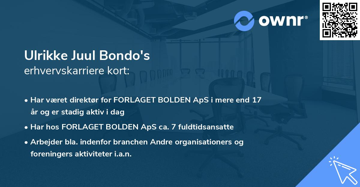 Ulrikke Juul Bondo's erhvervskarriere kort