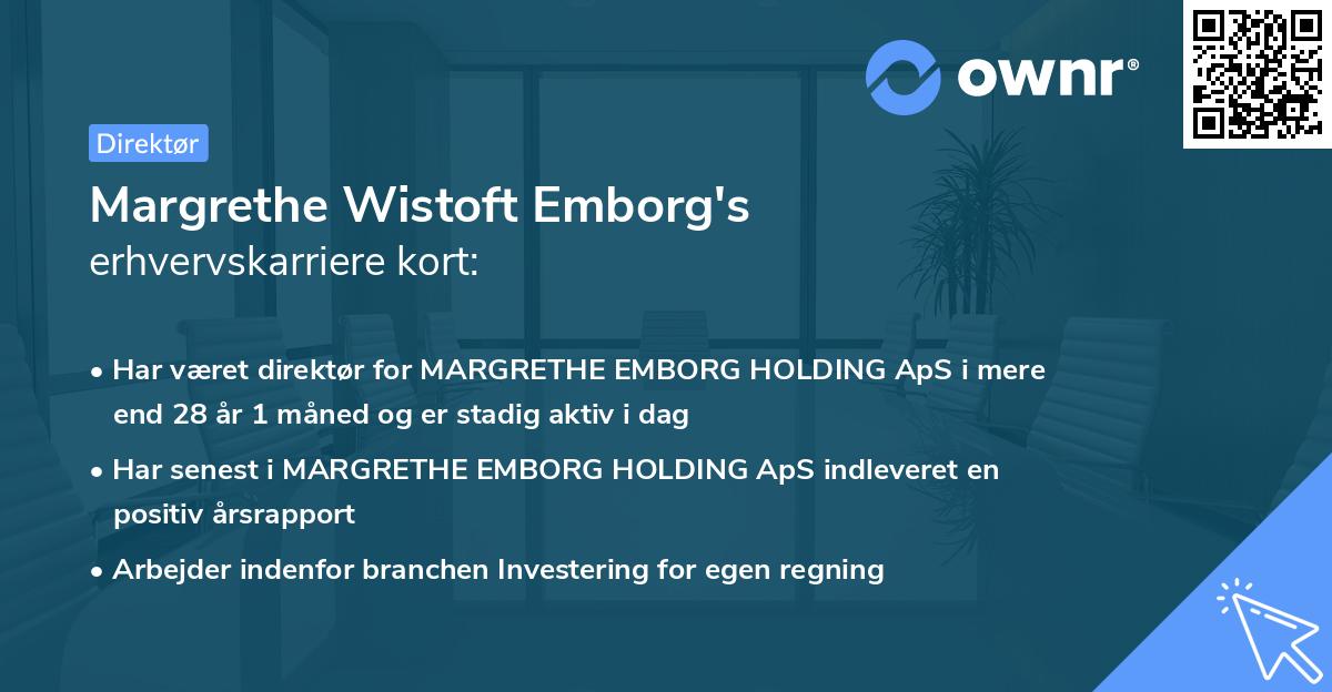 Margrethe Wistoft Emborg's erhvervskarriere kort