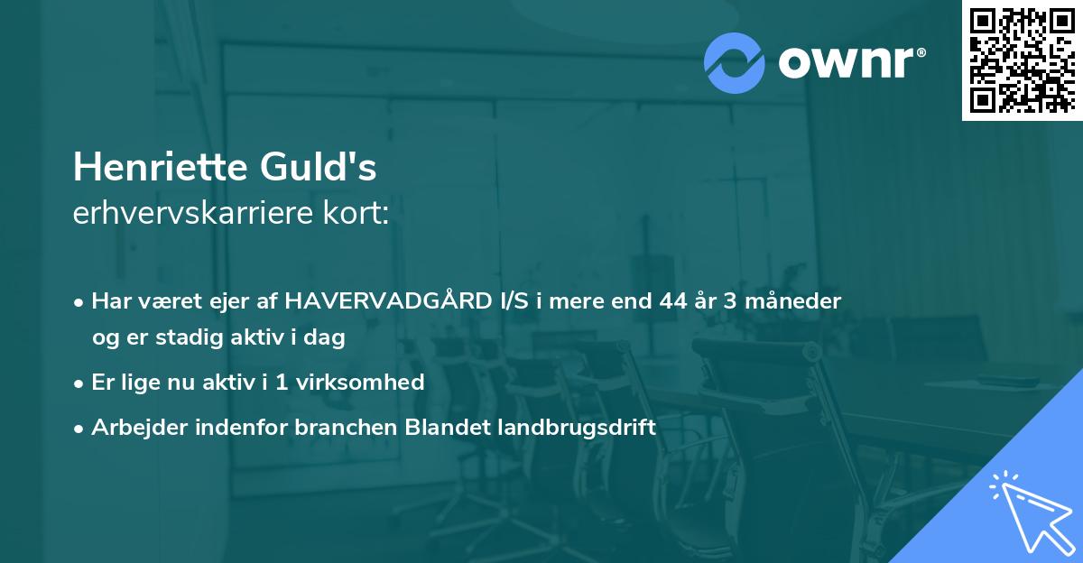 Henriette Guld's erhvervskarriere kort