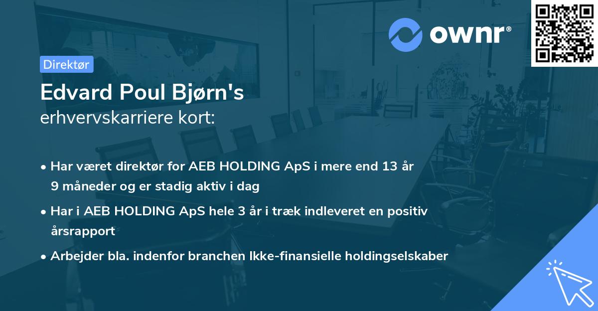 Edvard Poul Bjørn's erhvervskarriere kort