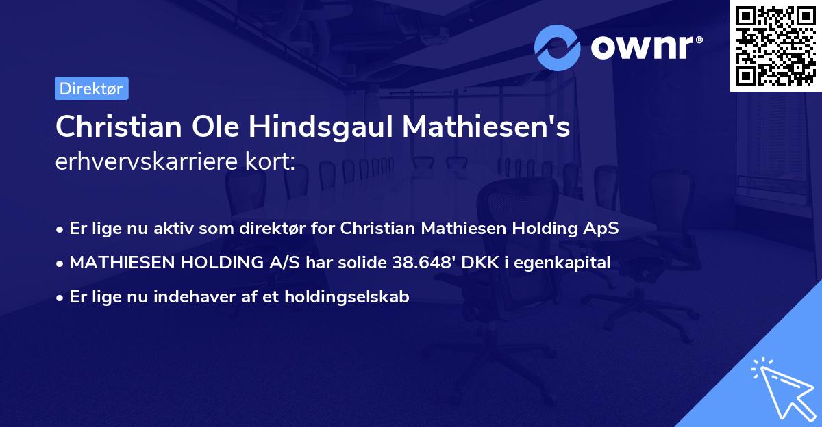 Christian Ole Hindsgaul Mathiesen's erhvervskarriere kort