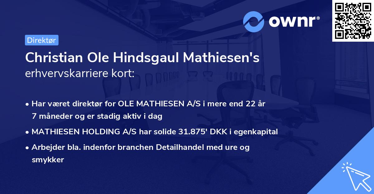 Christian Ole Hindsgaul Mathiesen's erhvervskarriere kort