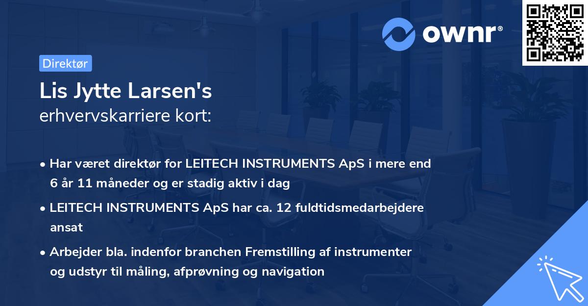 Lis Jytte Larsen's erhvervskarriere kort