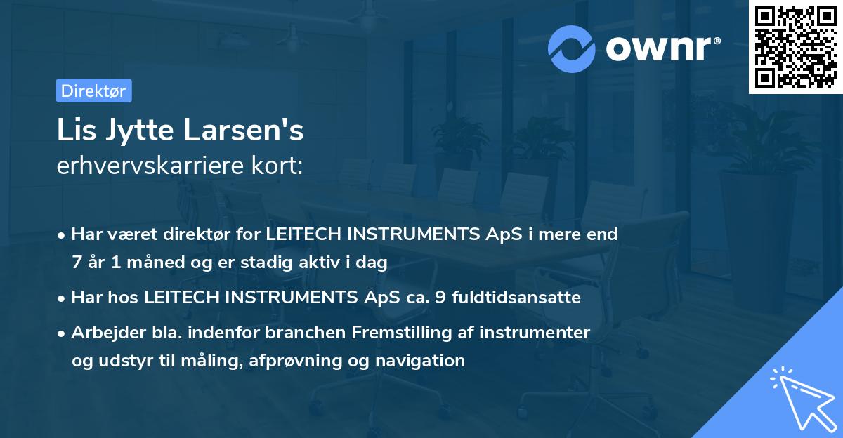 Lis Jytte Larsen's erhvervskarriere kort