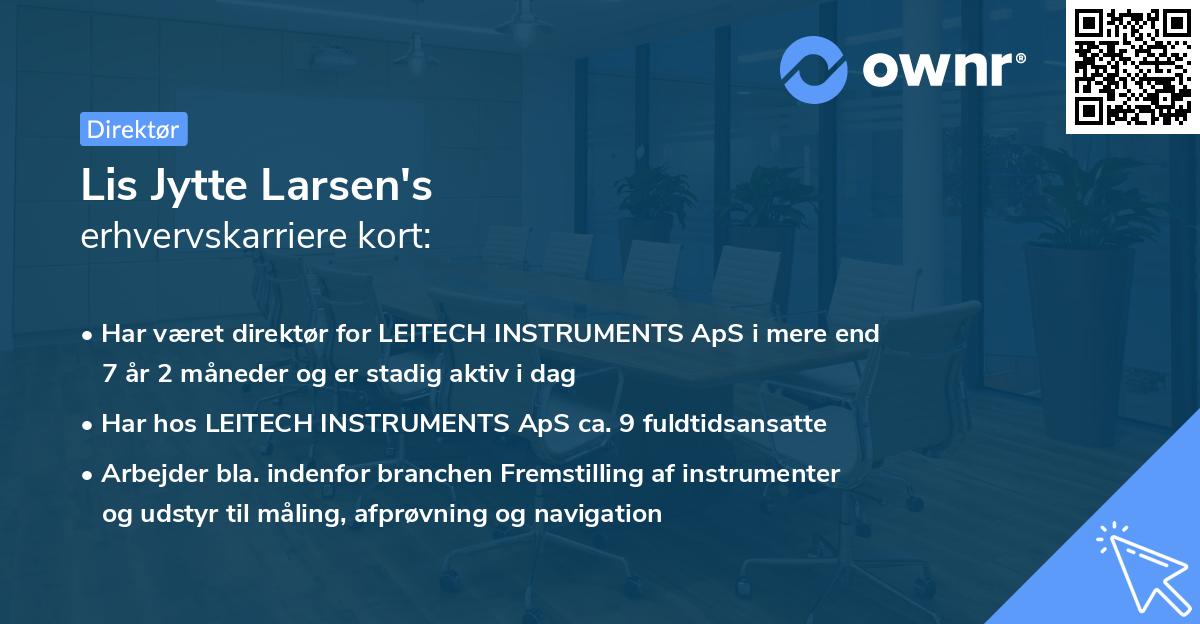Lis Jytte Larsen's erhvervskarriere kort