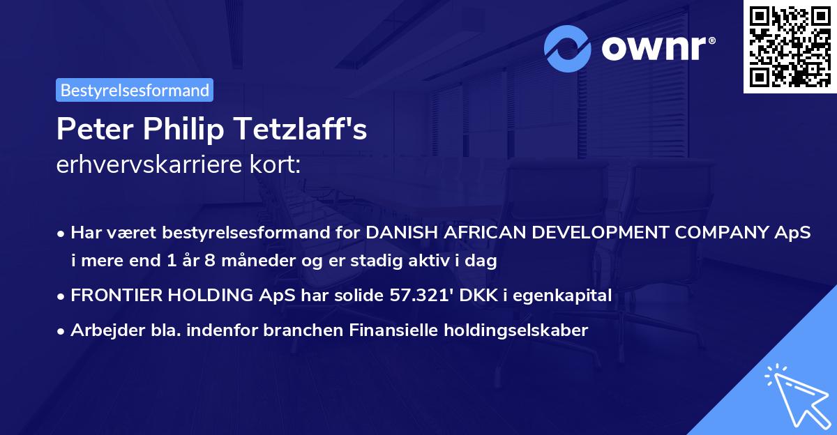 Peter Philip Tetzlaff's erhvervskarriere kort
