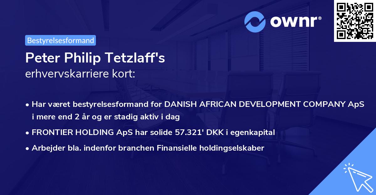 Peter Philip Tetzlaff's erhvervskarriere kort