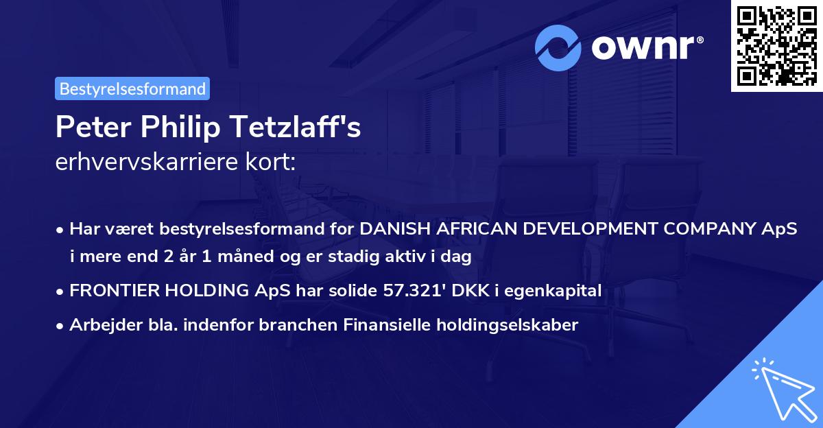 Peter Philip Tetzlaff's erhvervskarriere kort