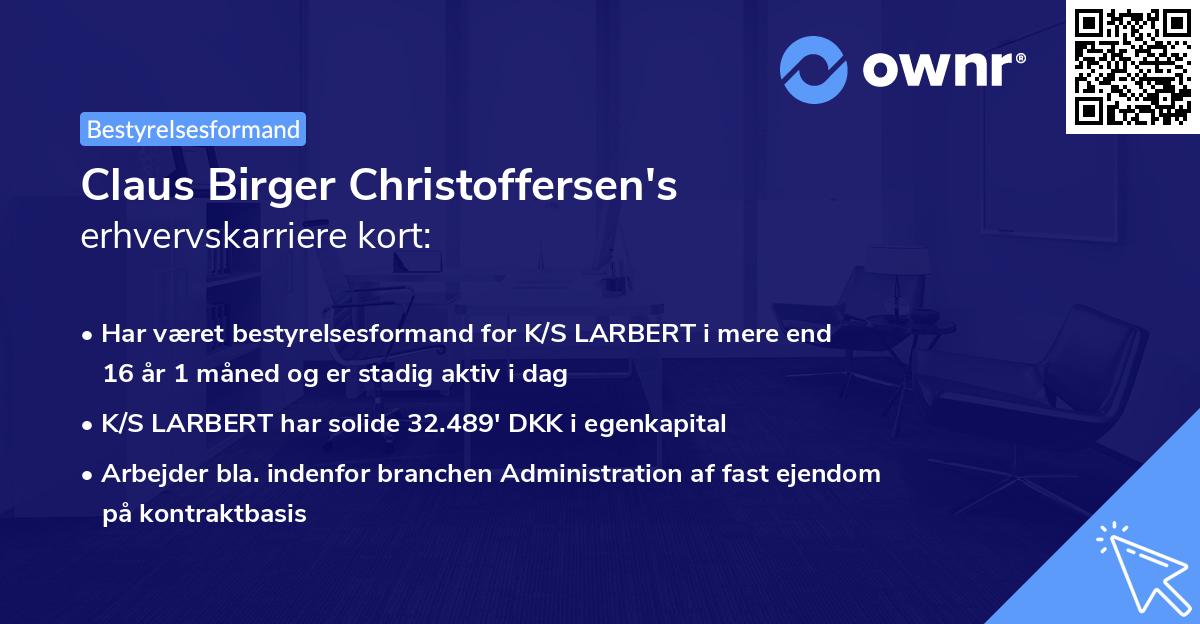 Claus Birger Christoffersen's erhvervskarriere kort