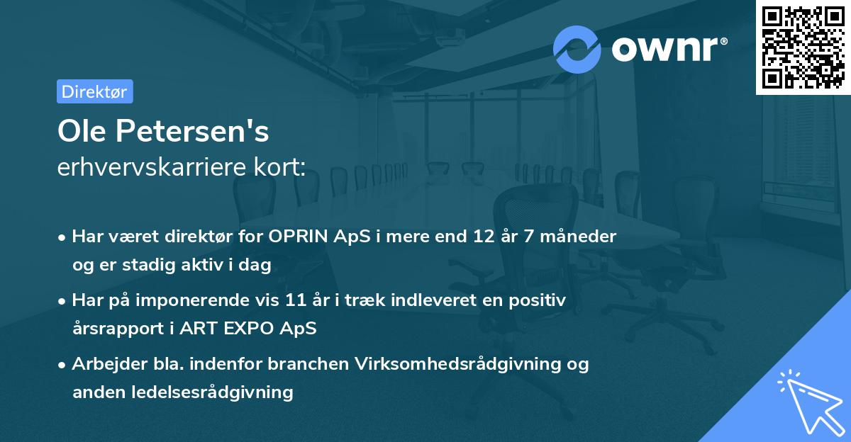 Ole Petersen's erhvervskarriere kort