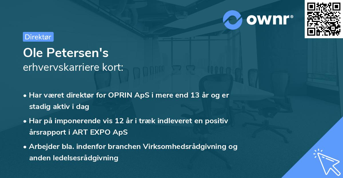 Ole Petersen's erhvervskarriere kort