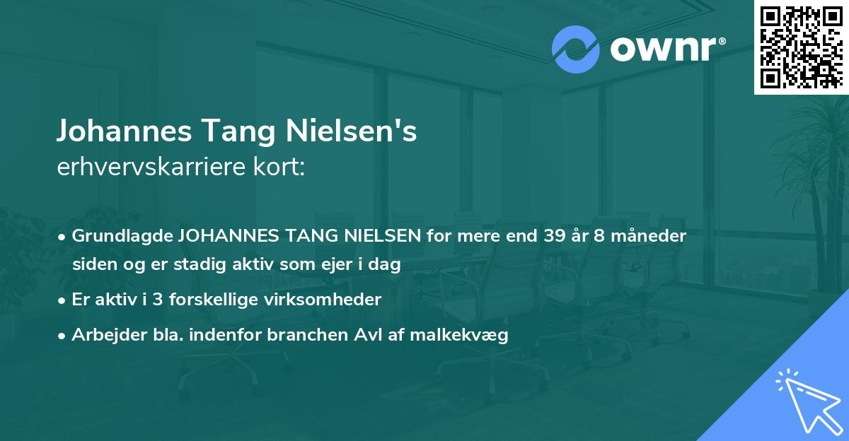 Johannes Tang Nielsen's erhvervskarriere kort