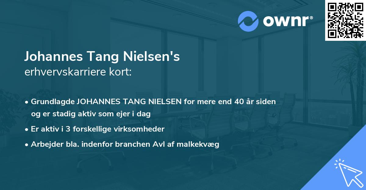 Johannes Tang Nielsen's erhvervskarriere kort