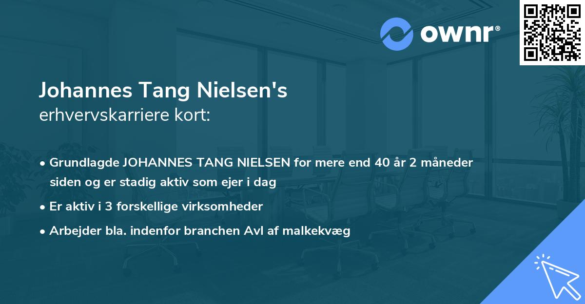 Johannes Tang Nielsen's erhvervskarriere kort