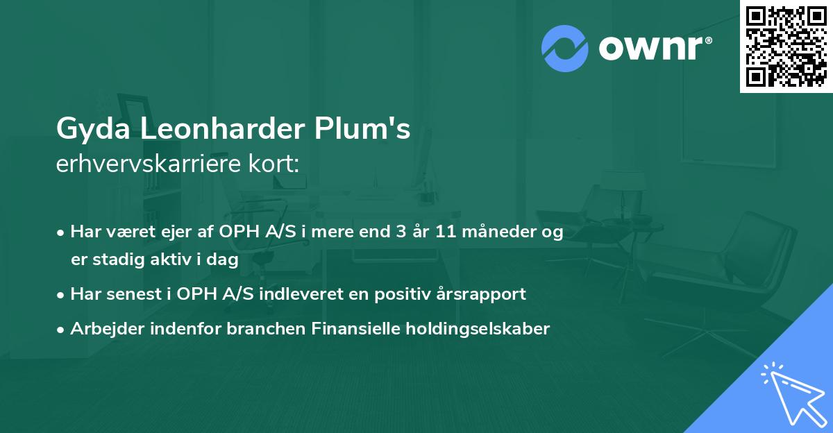 Gyda Leonharder Plum's erhvervskarriere kort
