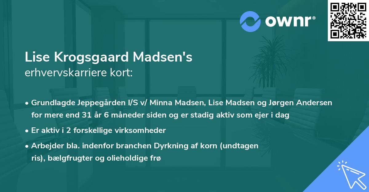 Lise Krogsgaard Madsen's erhvervskarriere kort