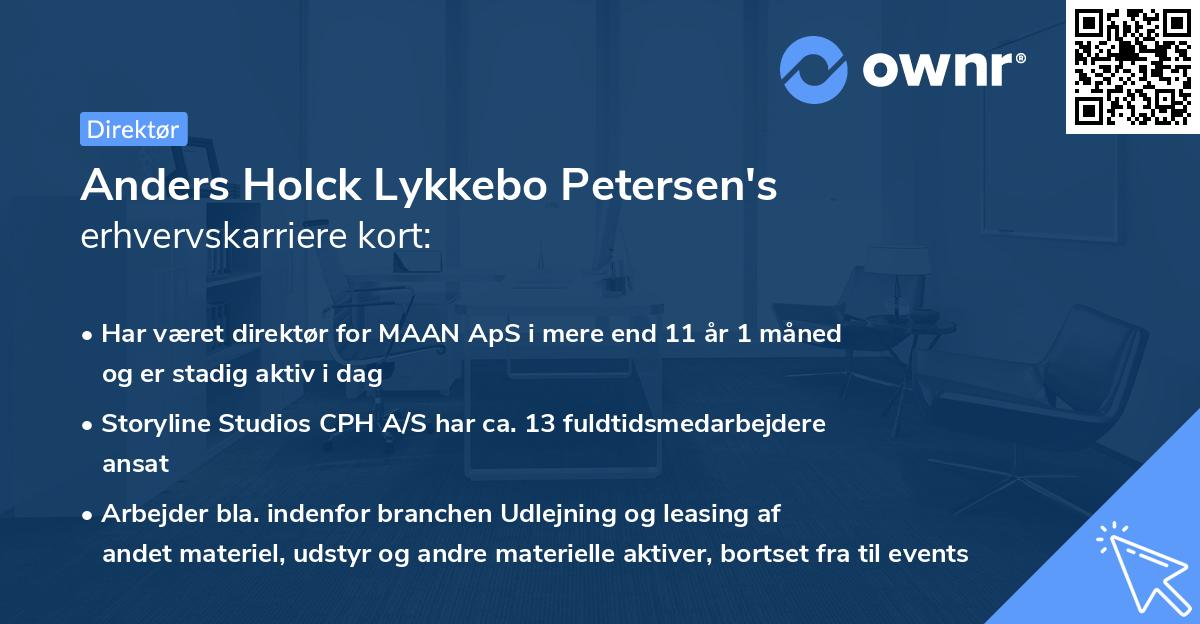 Anders Holck Lykkebo Petersen's erhvervskarriere kort