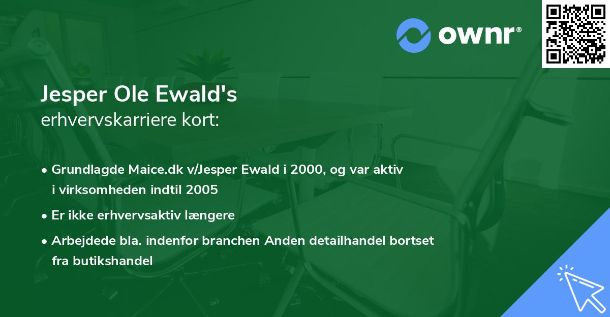 Jesper Ole Ewald's erhvervskarriere kort