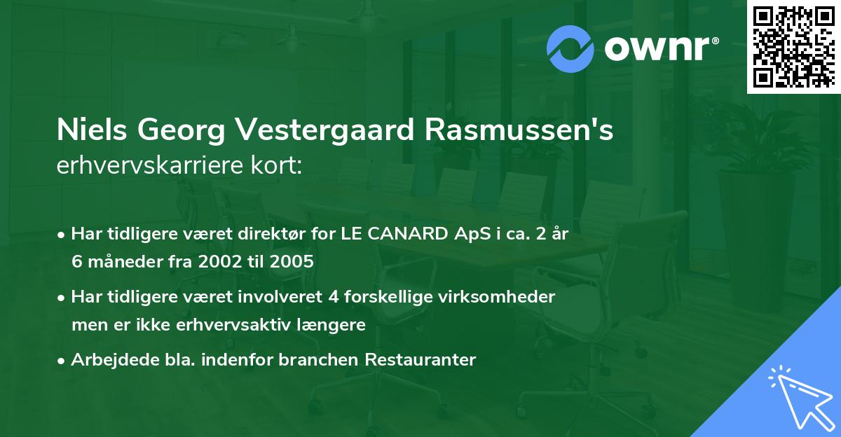 Niels Georg Vestergaard Rasmussen's erhvervskarriere kort