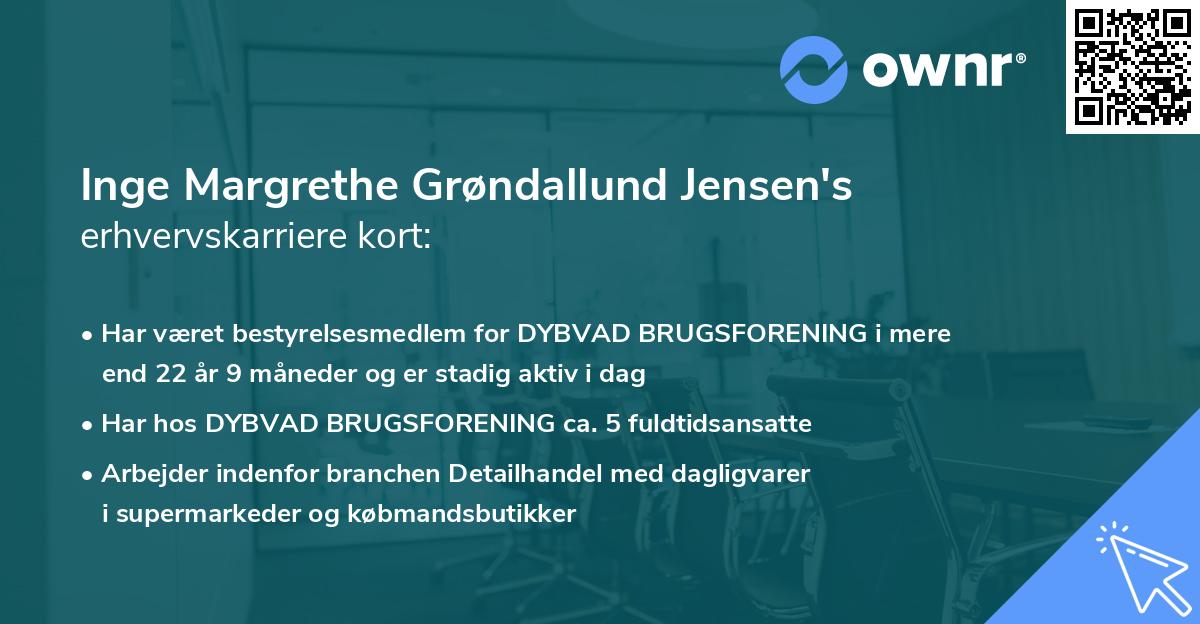 Inge Margrethe Grøndallund Jensen's erhvervskarriere kort