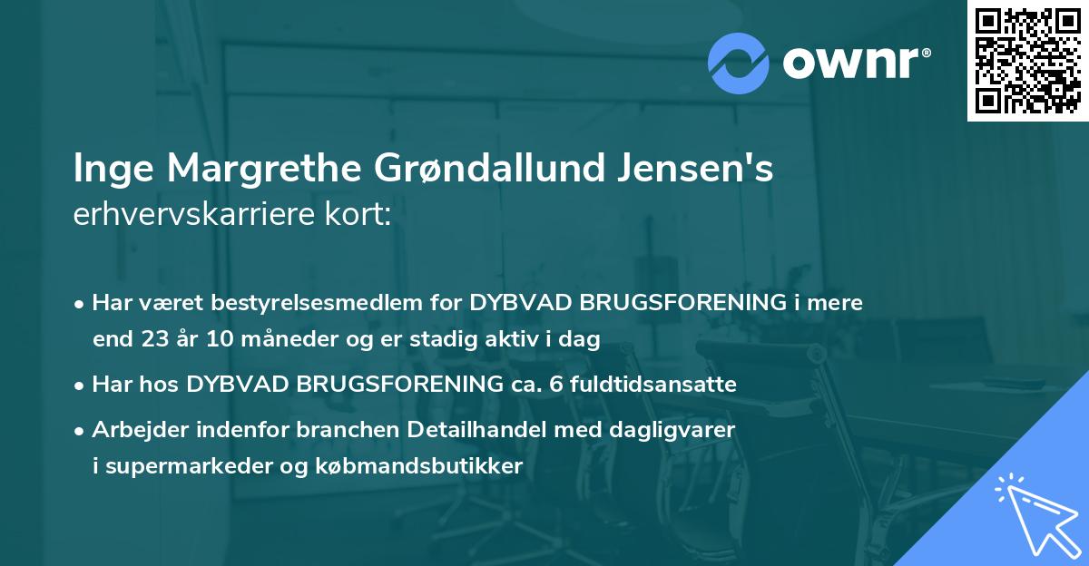 Inge Margrethe Grøndallund Jensen's erhvervskarriere kort